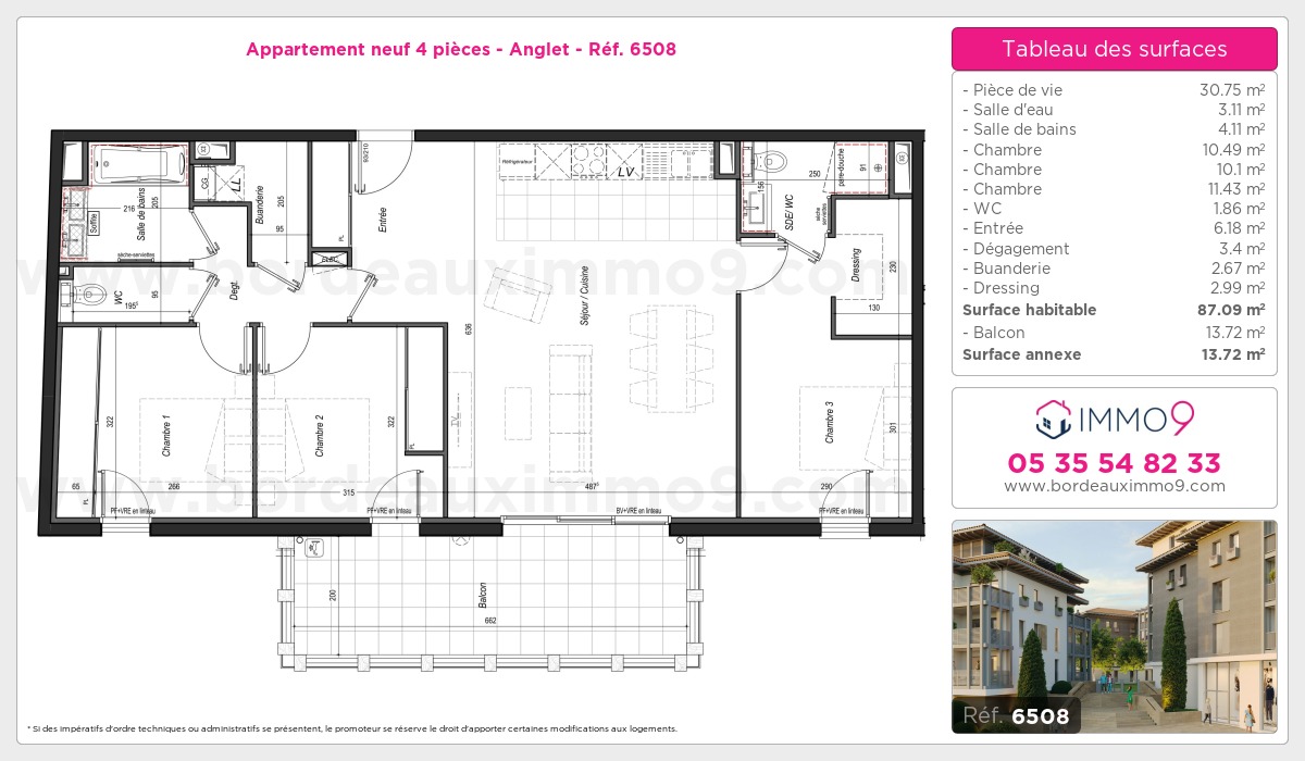 Plan et surfaces, Programme neuf Anglet Référence n° 6508