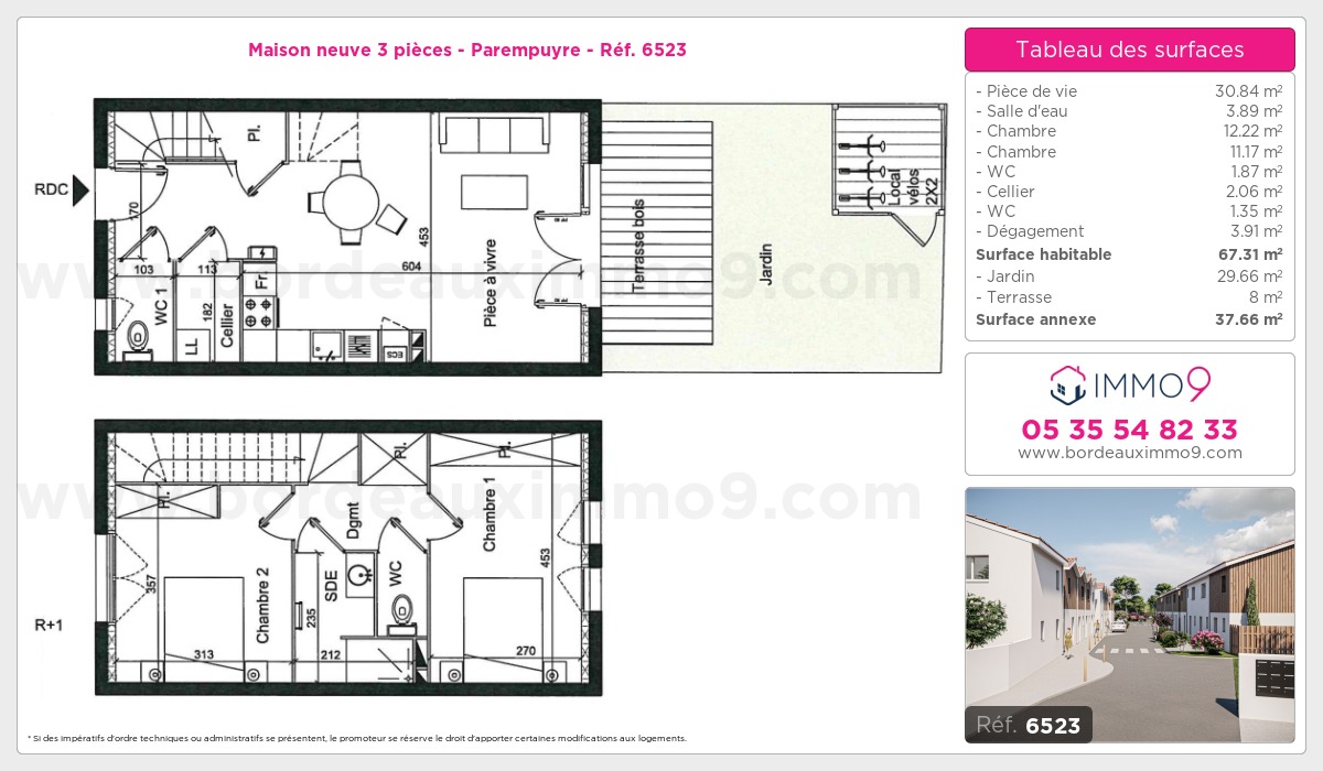 Plan et surfaces, Programme neuf Parempuyre Référence n° 6523