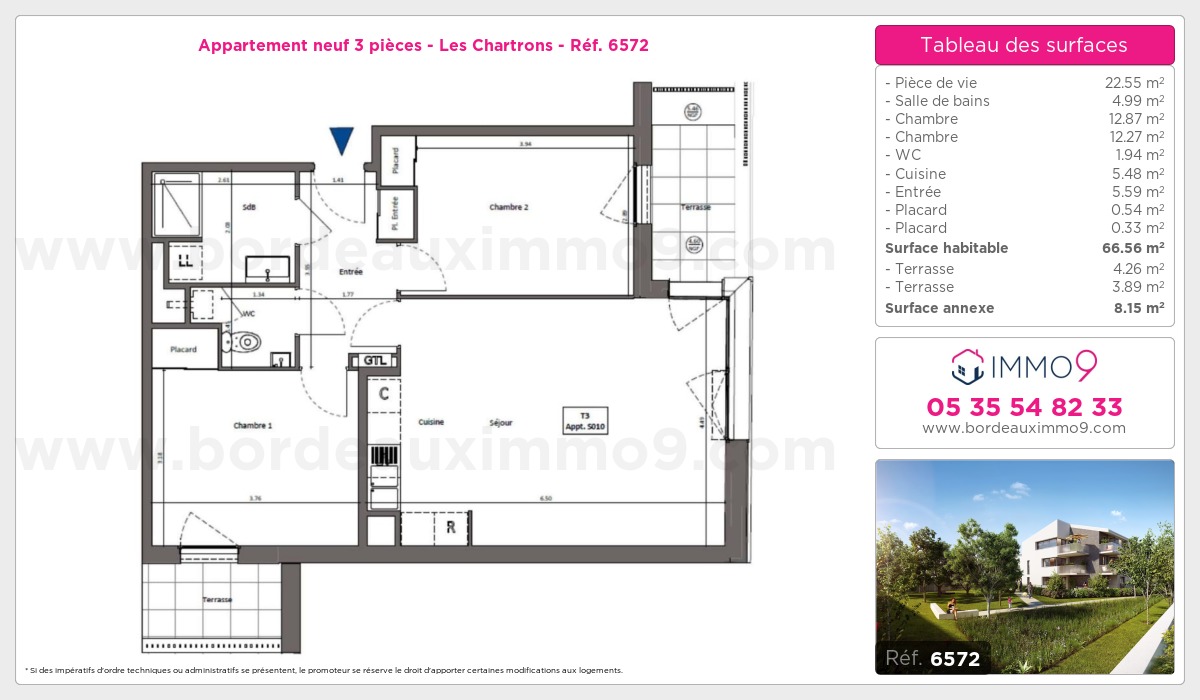 Plan et surfaces, Programme neuf Bordeaux : Chartrons Référence n° 6572