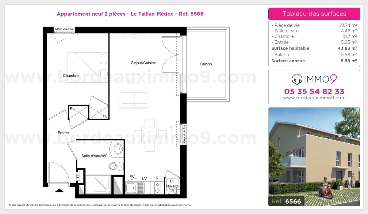 Plan et surfaces, Programme neuf Taillan-Médoc Référence n° 6566