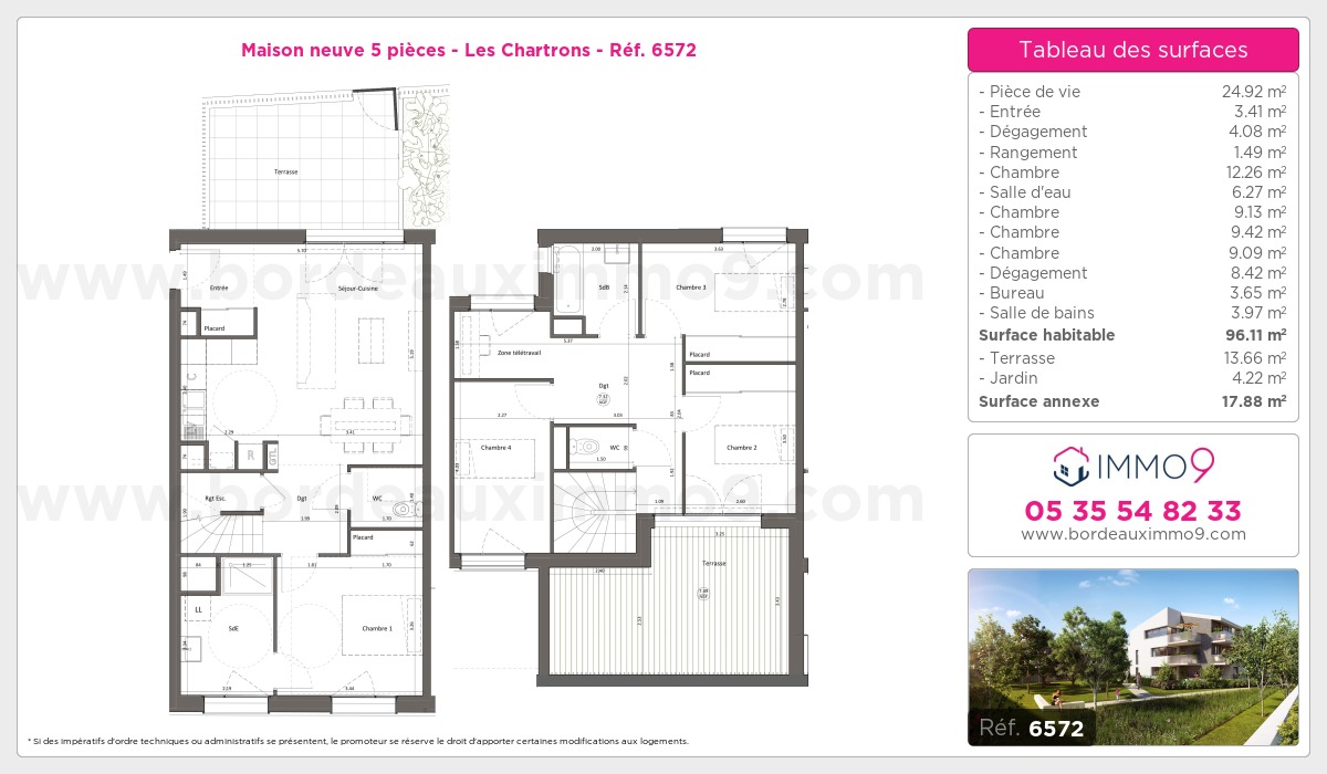 Plan et surfaces, Programme neuf Bordeaux : Chartrons Référence n° 6572