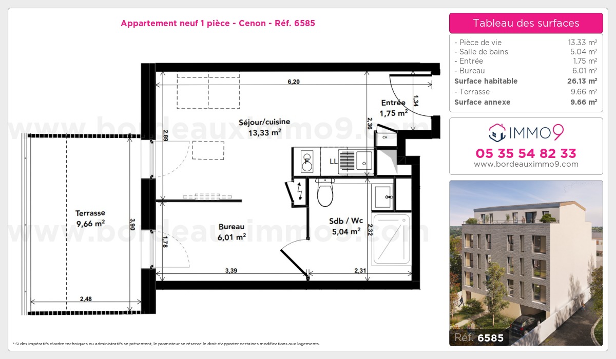 Plan et surfaces, Programme neuf Cenon Référence n° 6585