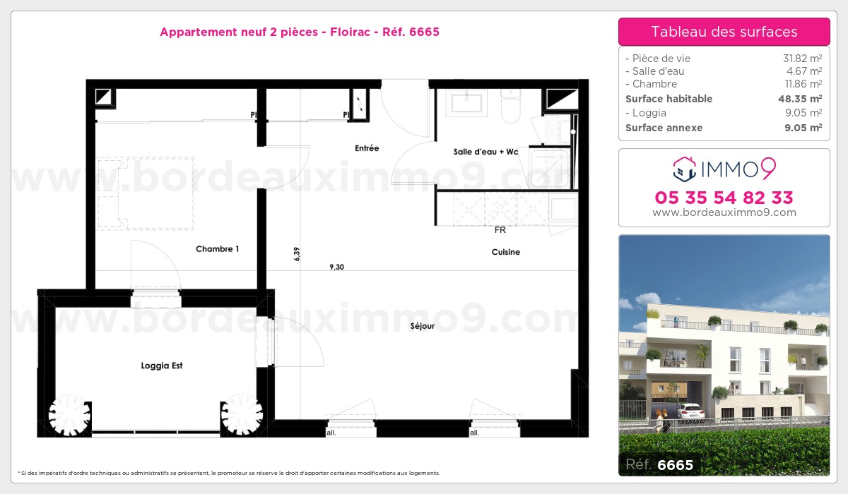 Plan et surfaces, Programme neuf Floirac Référence n° 6665