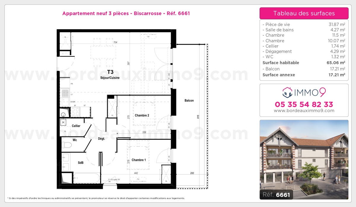 Plan et surfaces, Programme neuf Biscarrosse Référence n° 6661