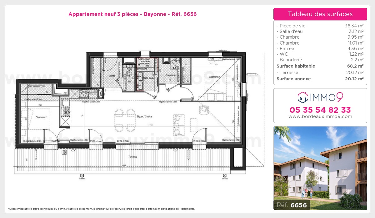 Plan et surfaces, Programme neuf Bayonne Référence n° 6656