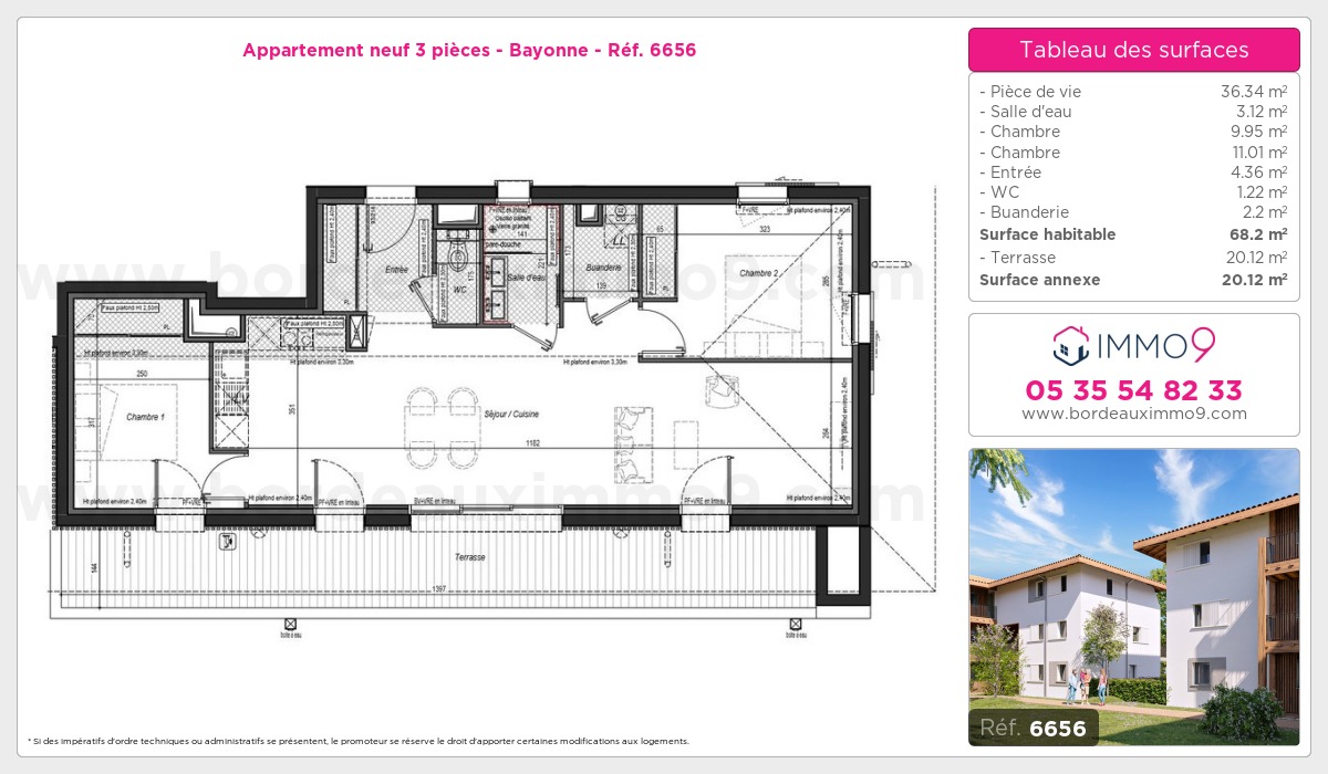 Plan et surfaces, Programme neuf Bayonne Référence n° 6656
