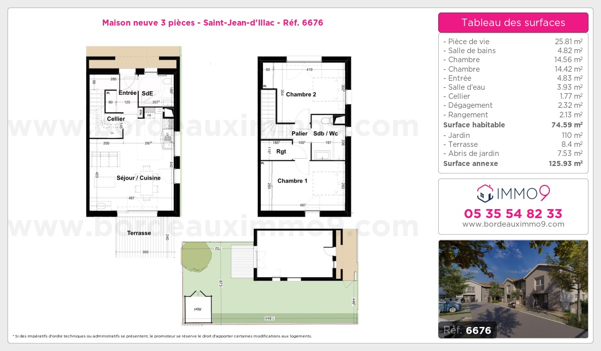 Plan et surfaces, Programme neuf Saint-Jean-d'Illac Référence n° 6676