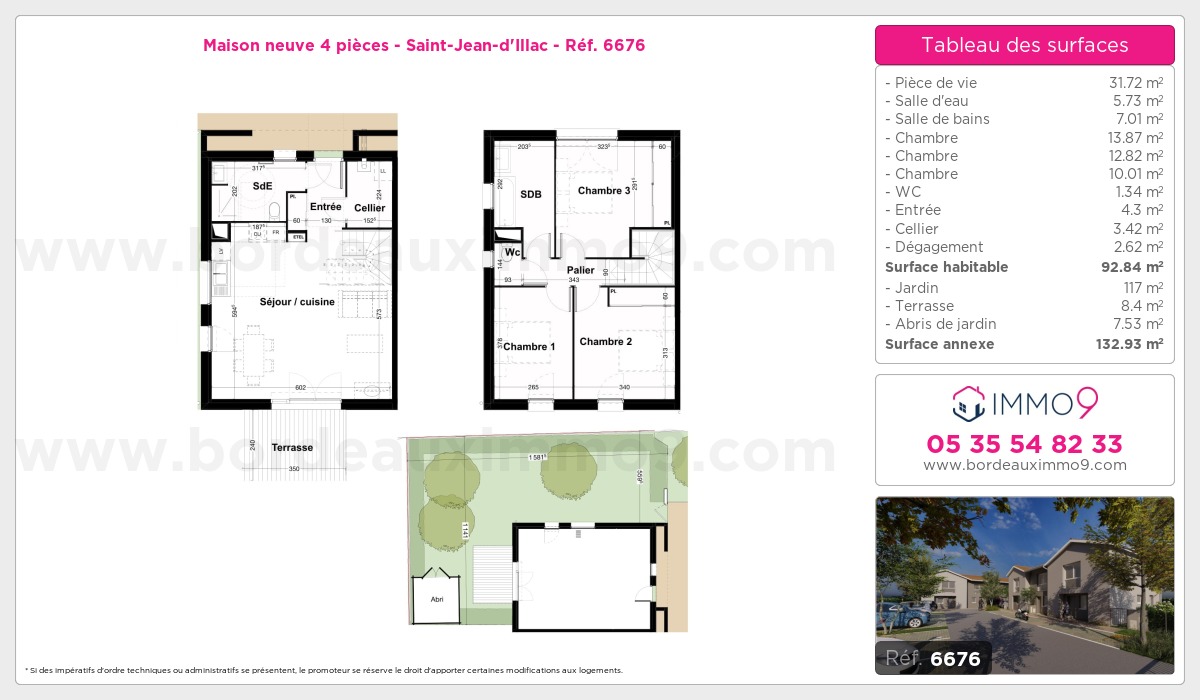 Plan et surfaces, Programme neuf Saint-Jean-d'Illac Référence n° 6676