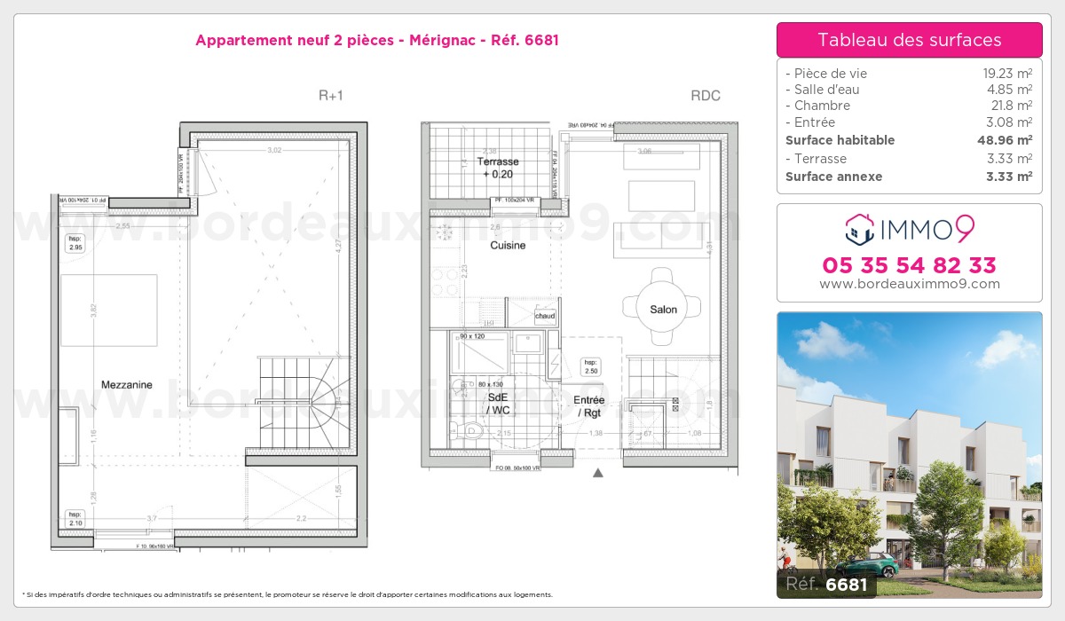 Plan et surfaces, Programme neuf Mérignac Référence n° 6681