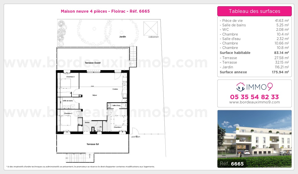 Plan et surfaces, Programme neuf Floirac Référence n° 6665