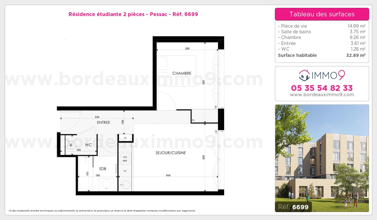 Plan et surfaces, Programme neuf Pessac Référence n° 6699