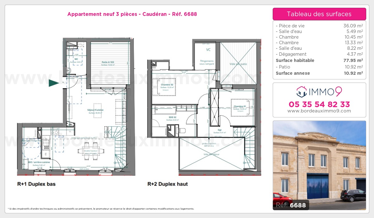 Plan et surfaces, Programme neuf Bordeaux : Caudéran Référence n° 6688