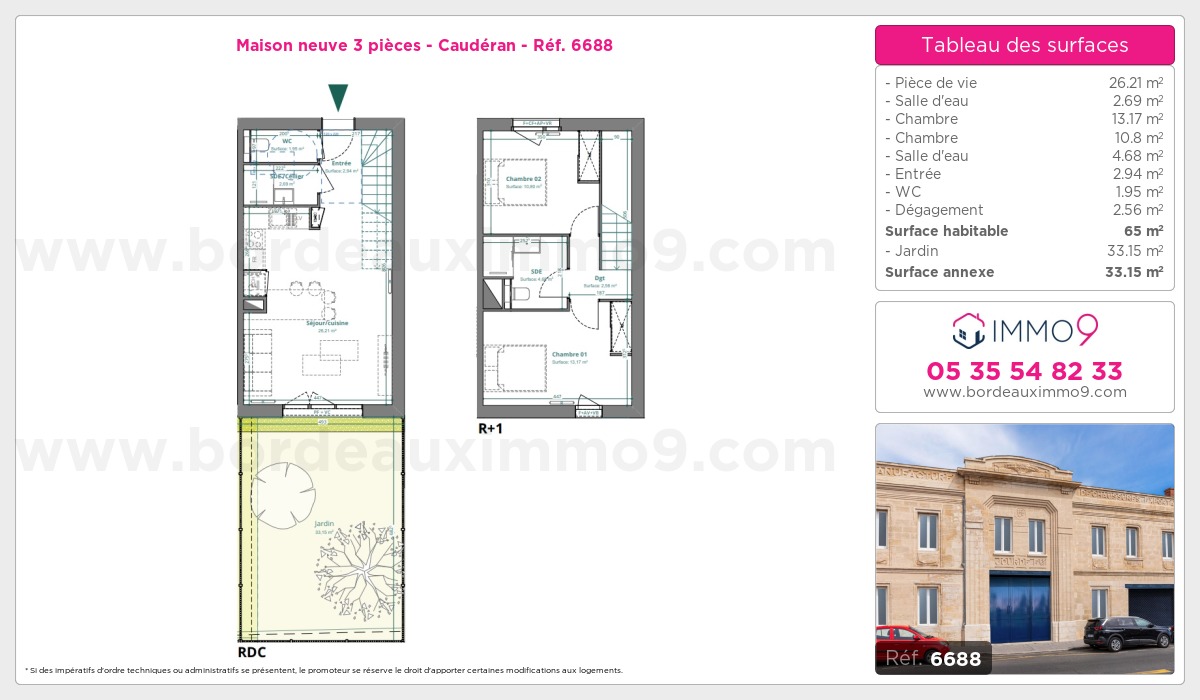 Plan et surfaces, Programme neuf Bordeaux : Caudéran Référence n° 6688