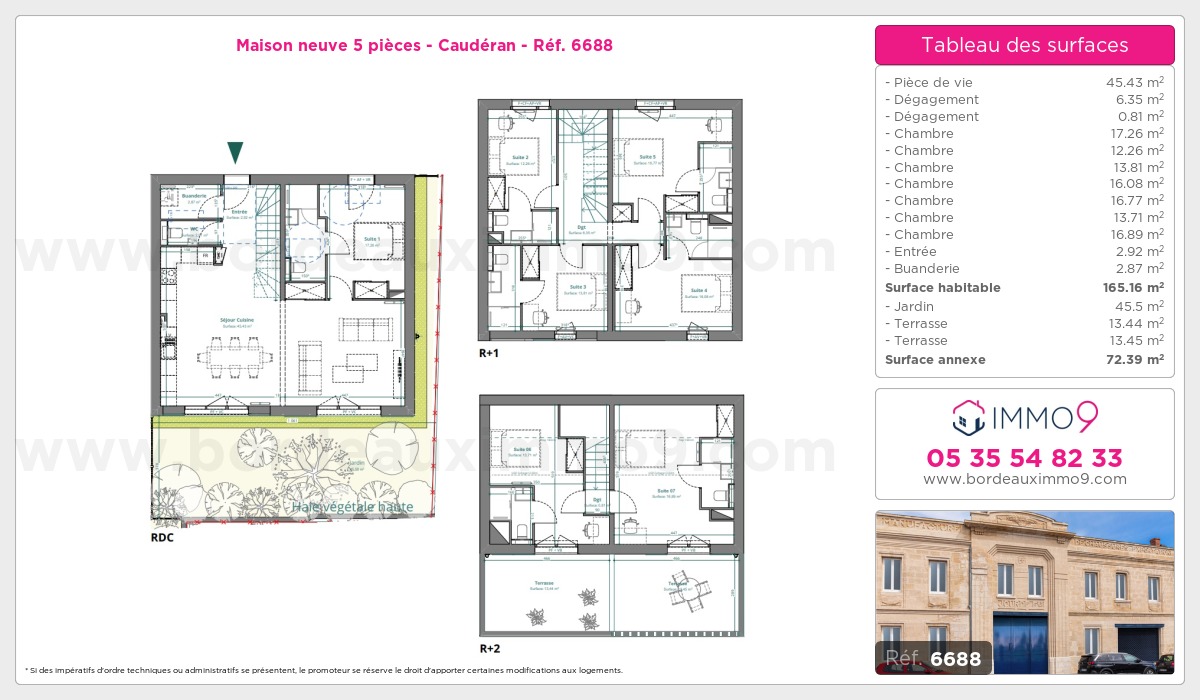 Plan et surfaces, Programme neuf Bordeaux : Caudéran Référence n° 6688