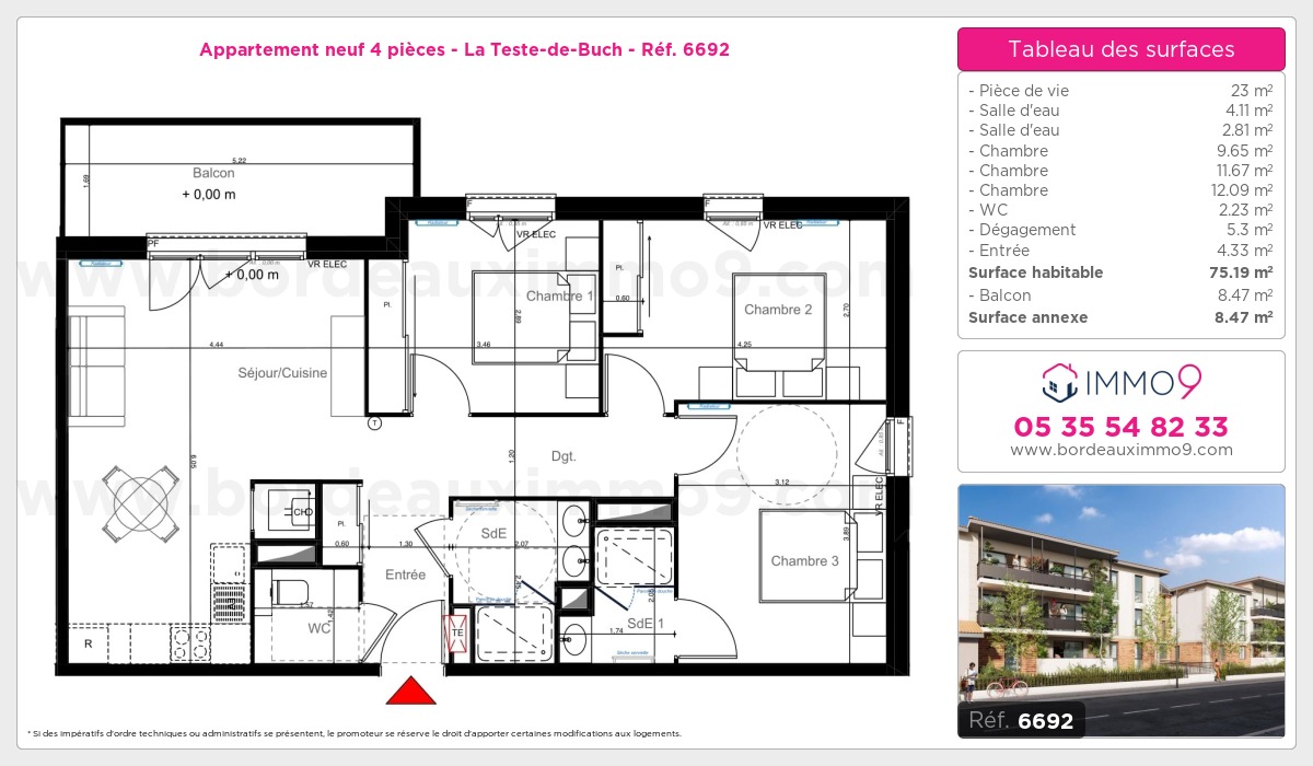 Plan et surfaces, Programme neuf Teste-de-Buch Référence n° 6692