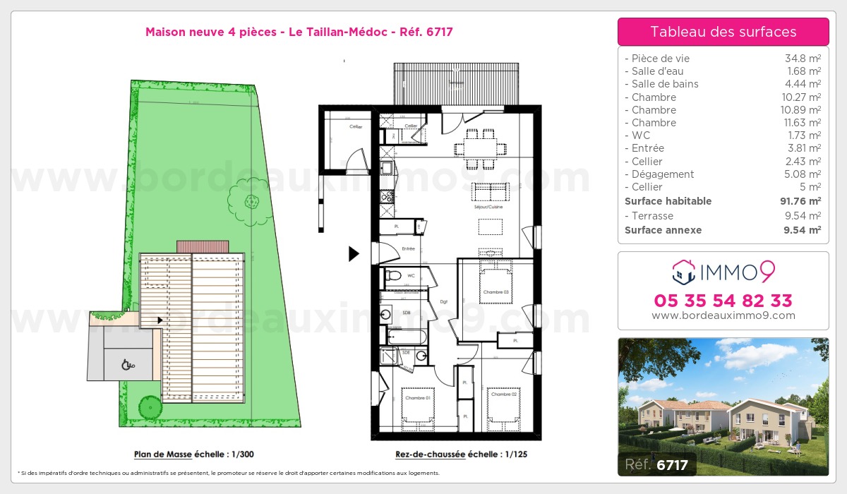 Plan et surfaces, Programme neuf Taillan-Médoc Référence n° 6717