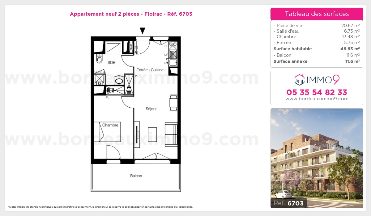 Plan et surfaces, Programme neuf Floirac Référence n° 6703