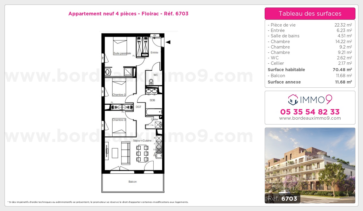 Plan et surfaces, Programme neuf Floirac Référence n° 6703