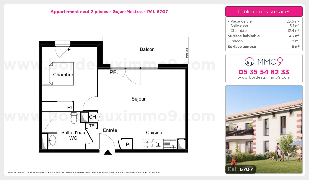 Plan et surfaces, Programme neuf Gujan-Mestras Référence n° 6707