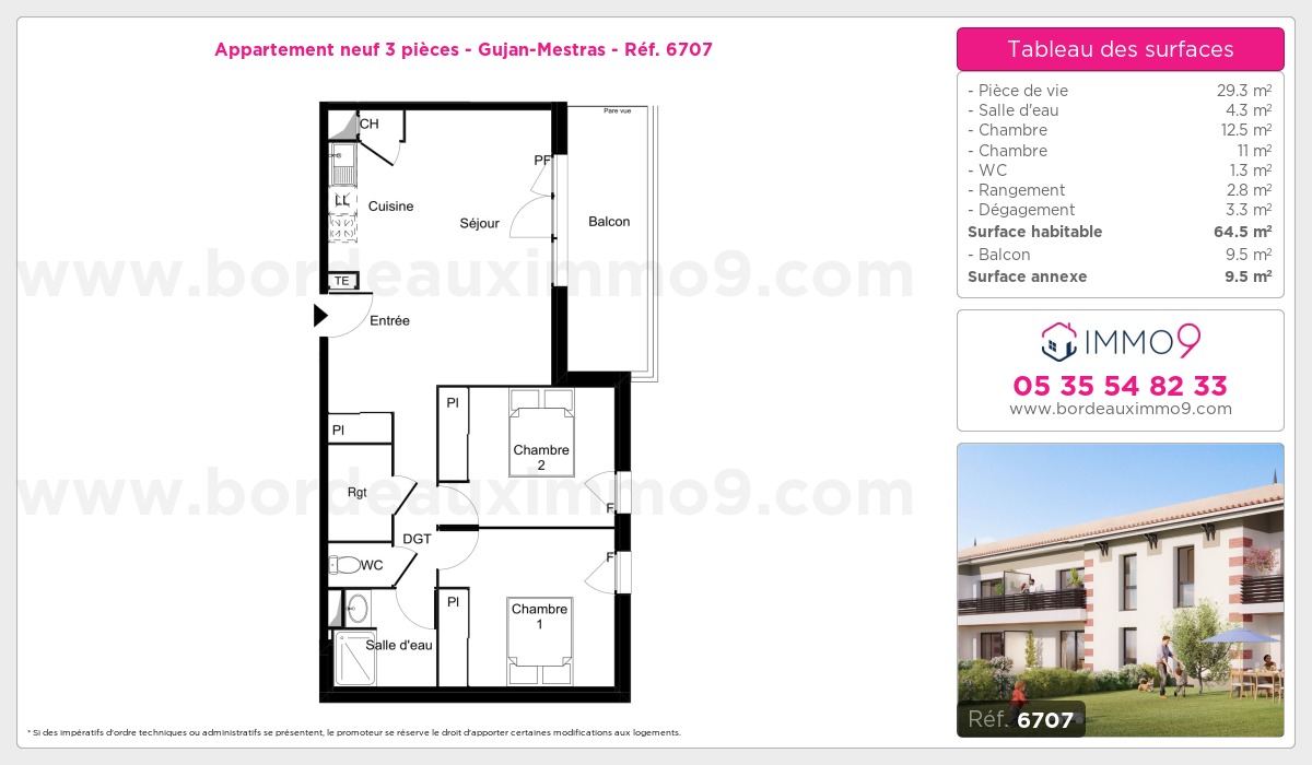 Plan et surfaces, Programme neuf Gujan-Mestras Référence n° 6707