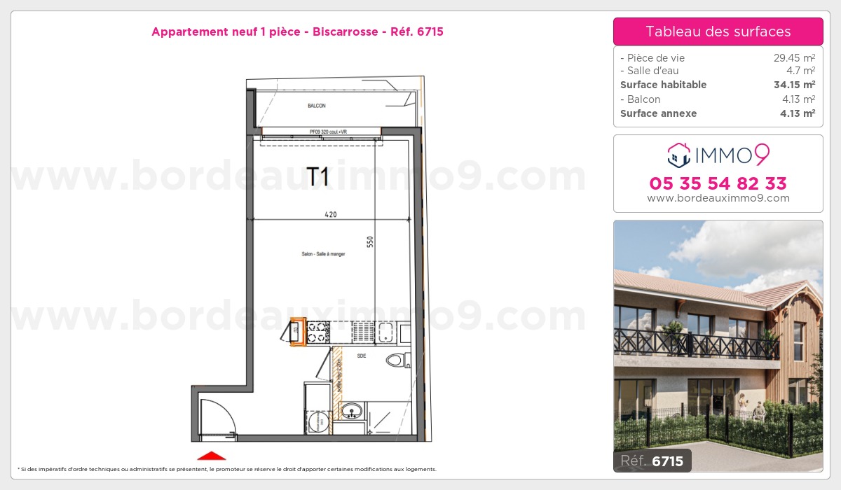 Plan et surfaces, Programme neuf Biscarrosse Référence n° 6715