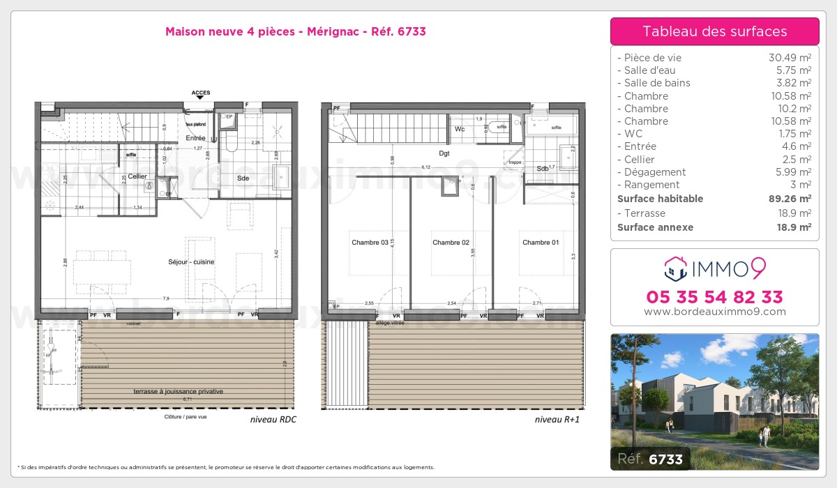 Plan et surfaces, Programme neuf Mérignac Référence n° 6733