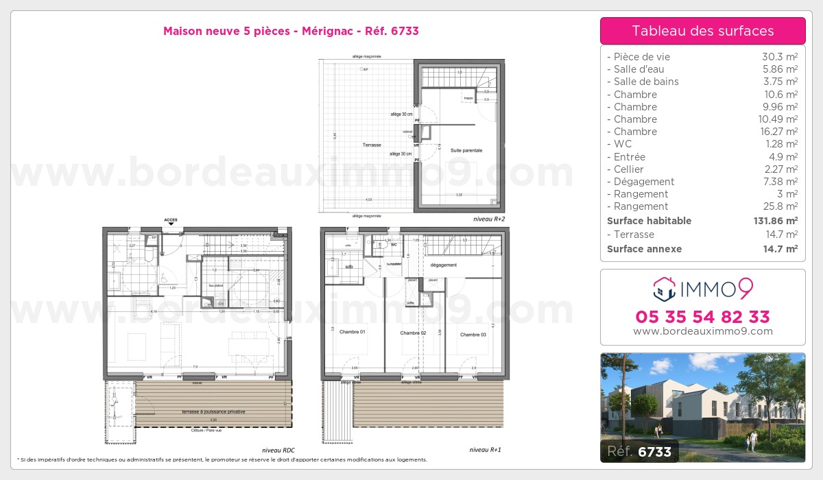 Plan et surfaces, Programme neuf Mérignac Référence n° 6733