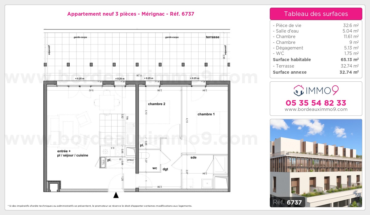 Plan et surfaces, Programme neuf Mérignac Référence n° 6737