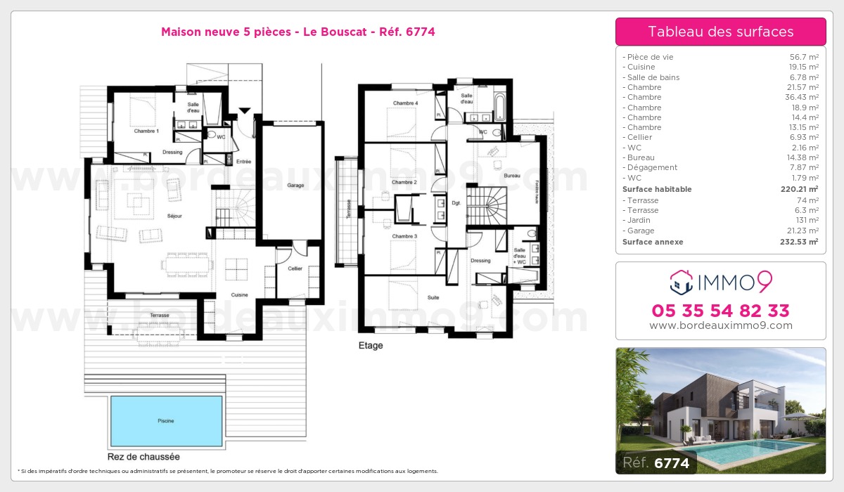 Plan et surfaces, Programme neuf Bouscat Référence n° 6774