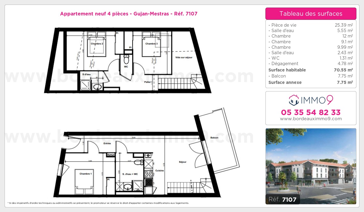 Plan et surfaces, Programme neuf Gujan-Mestras Référence n° 7107