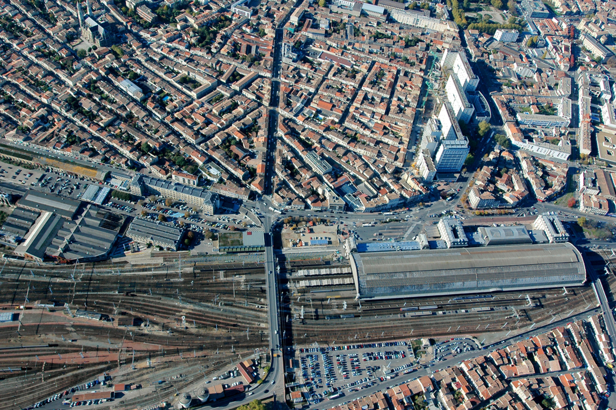 Vue aérienne sur la gare de Bordeaux