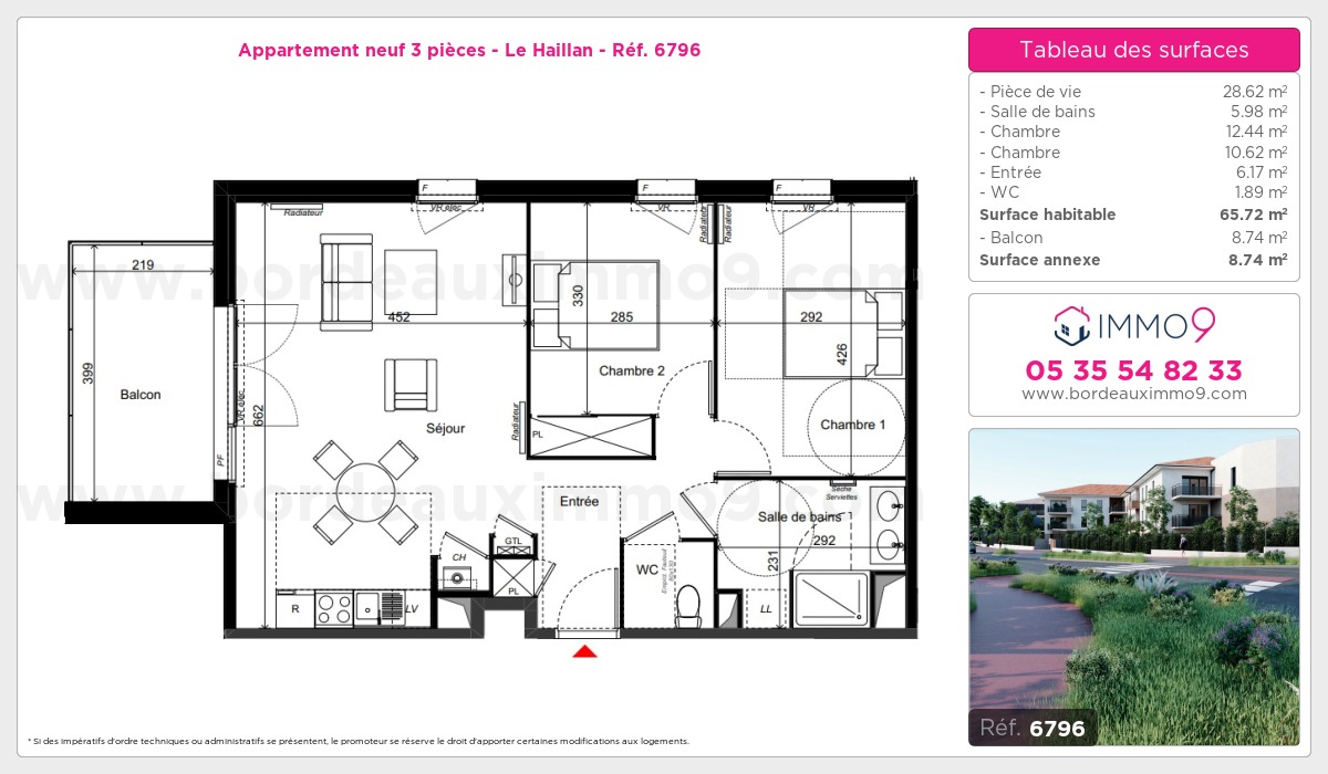 Plan et surfaces, Programme neuf Haillan Référence n° 6796