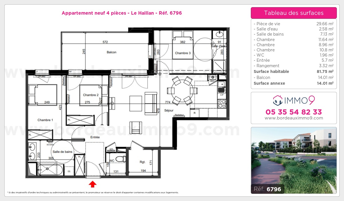 Plan et surfaces, Programme neuf Haillan Référence n° 6796