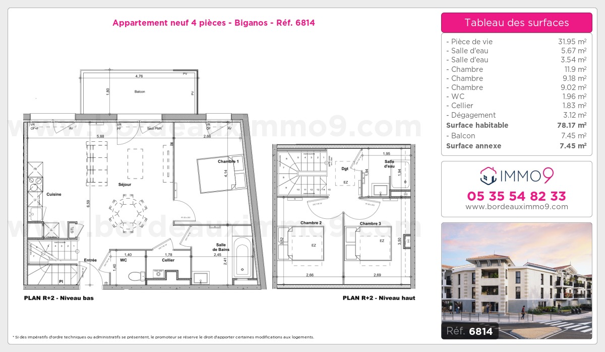 Plan et surfaces, Programme neuf Biganos Référence n° 6814