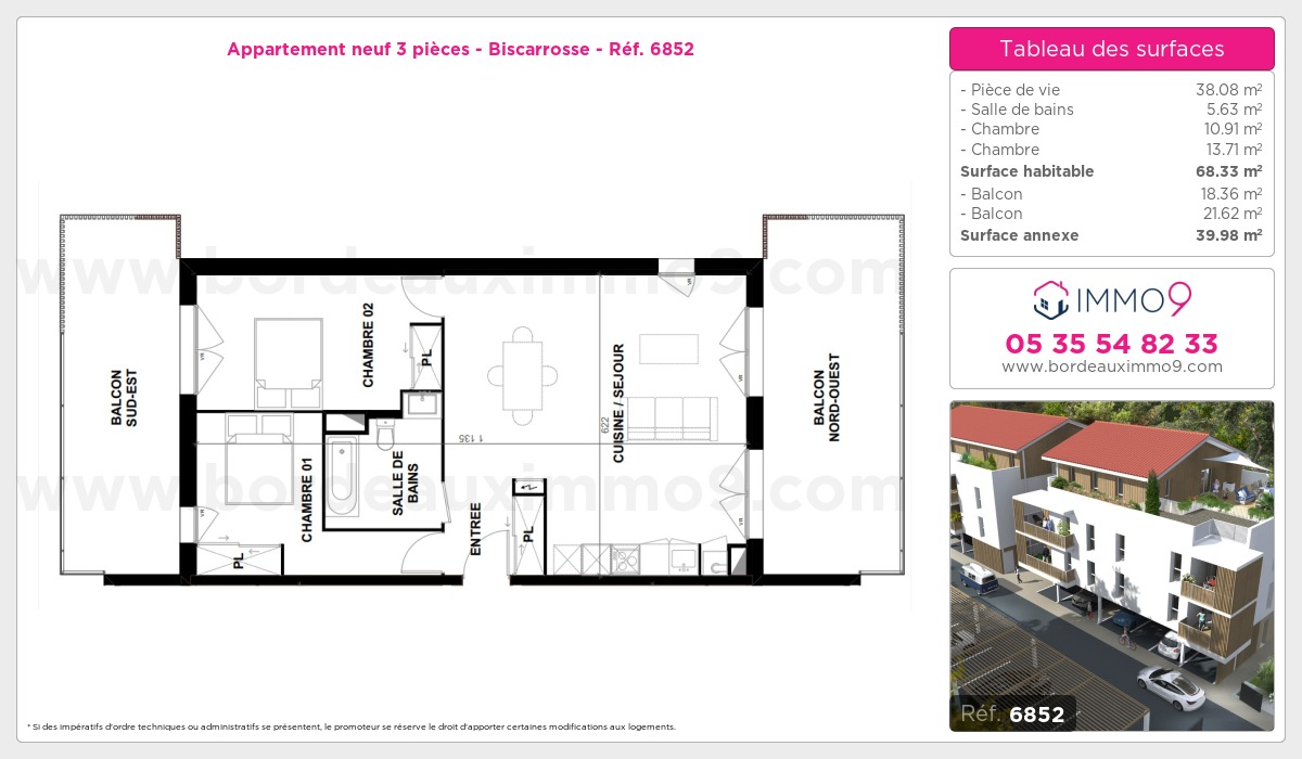 Plan et surfaces, Programme neuf Biscarrosse Référence n° 6852