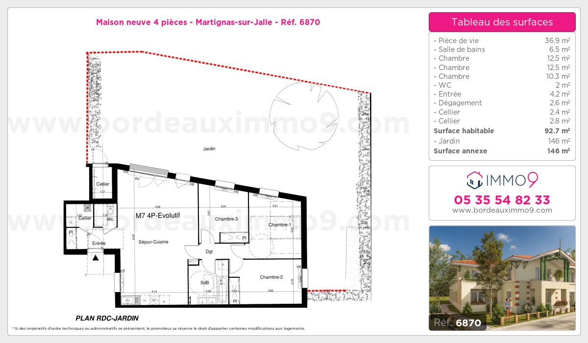 Plan et surfaces, Programme neuf Martignas-sur-Jalle Référence n° 6870