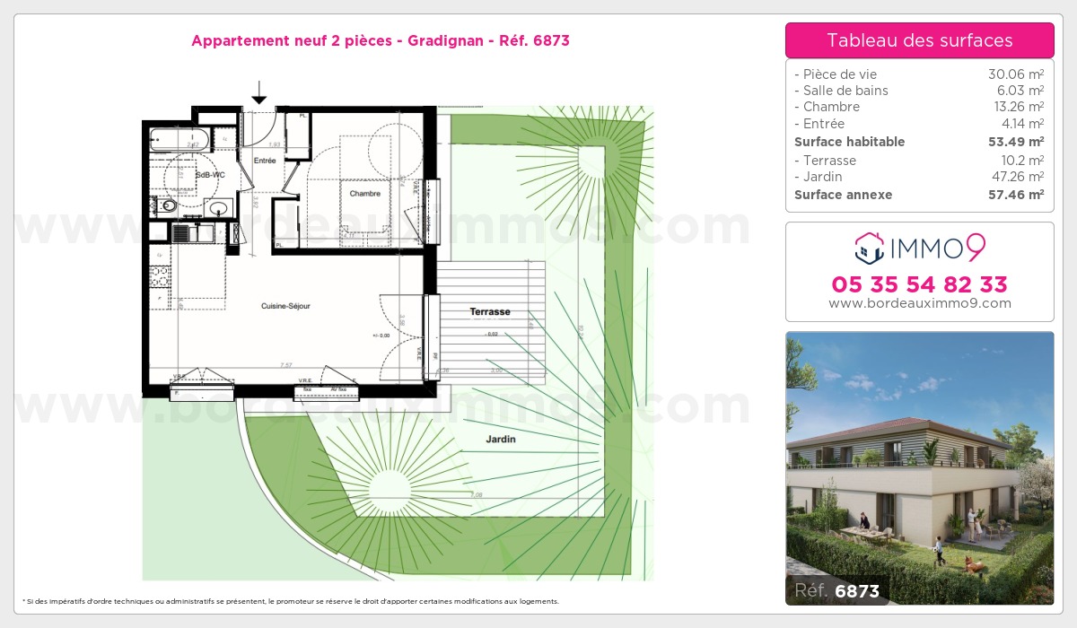 Plan et surfaces, Programme neuf Gradignan Référence n° 6873