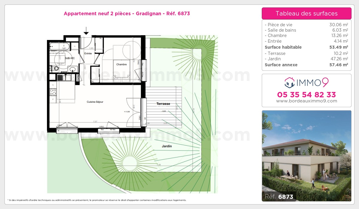 Plan et surfaces, Programme neuf Gradignan Référence n° 6873
