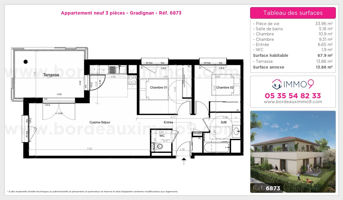 Plan et surfaces, Programme neuf Gradignan Référence n° 6873