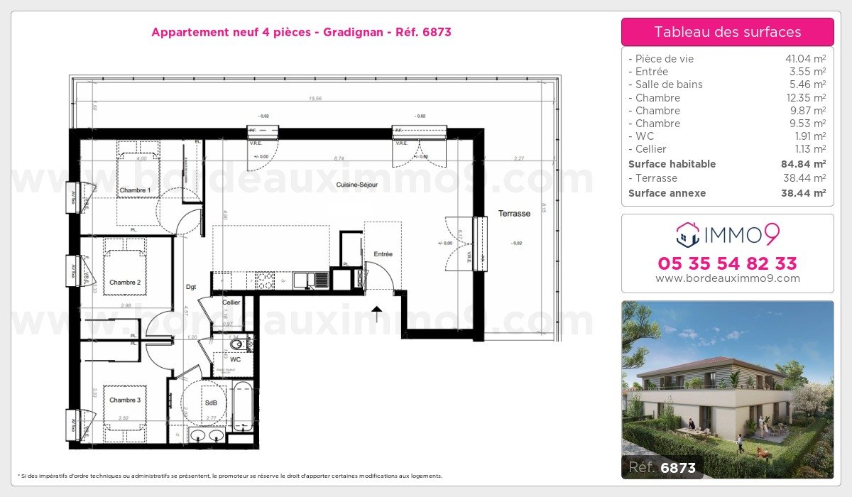 Plan et surfaces, Programme neuf Gradignan Référence n° 6873