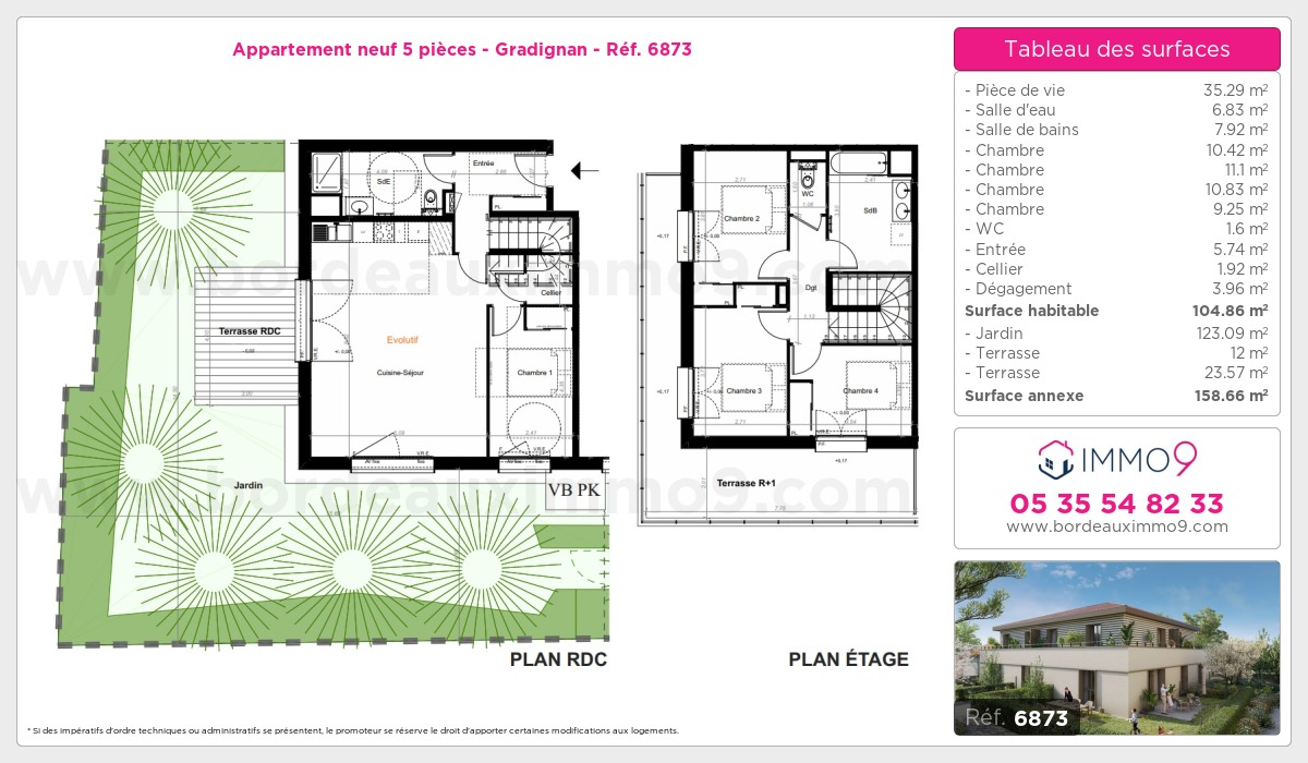 Plan et surfaces, Programme neuf Gradignan Référence n° 6873