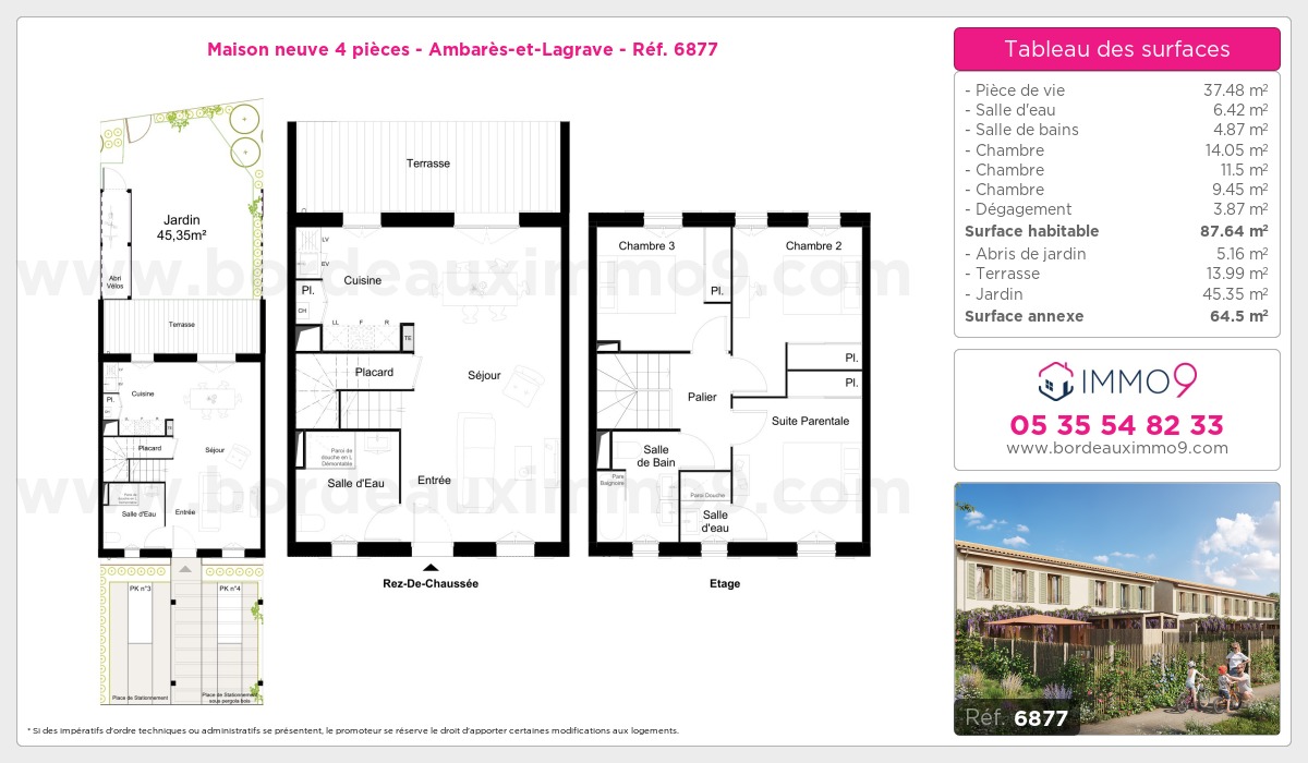 Plan et surfaces, Programme neuf Ambarès-et-Lagrave Référence n° 6877