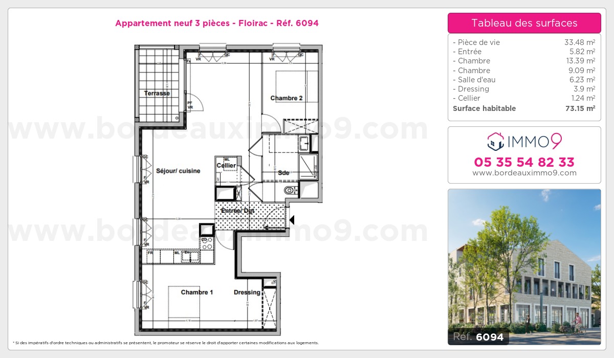 Plan et surfaces, Programme neuf Floirac Référence n° 6094