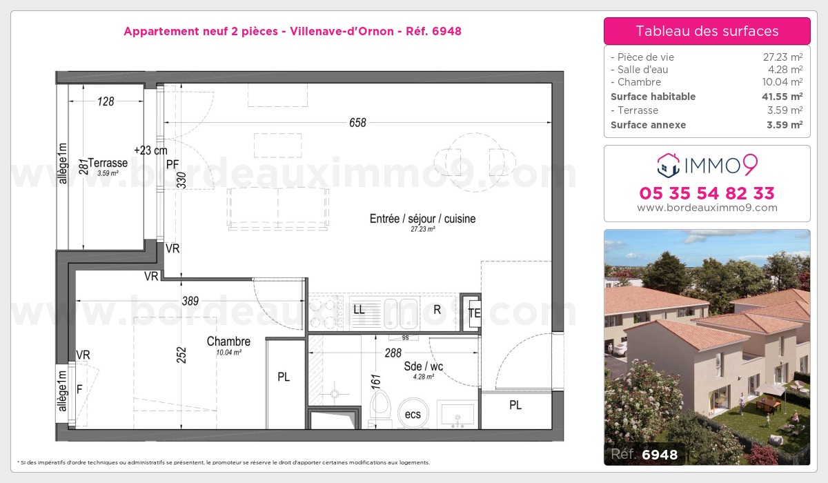 Plan et surfaces, Programme neuf Villenave-d'Ornon Référence n° 6948