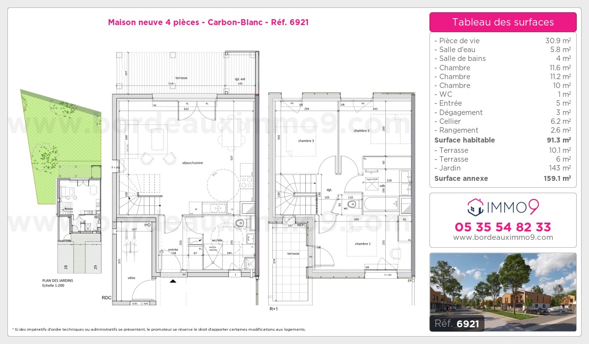 Plan et surfaces, Programme neuf Carbon-Blanc Référence n° 6921