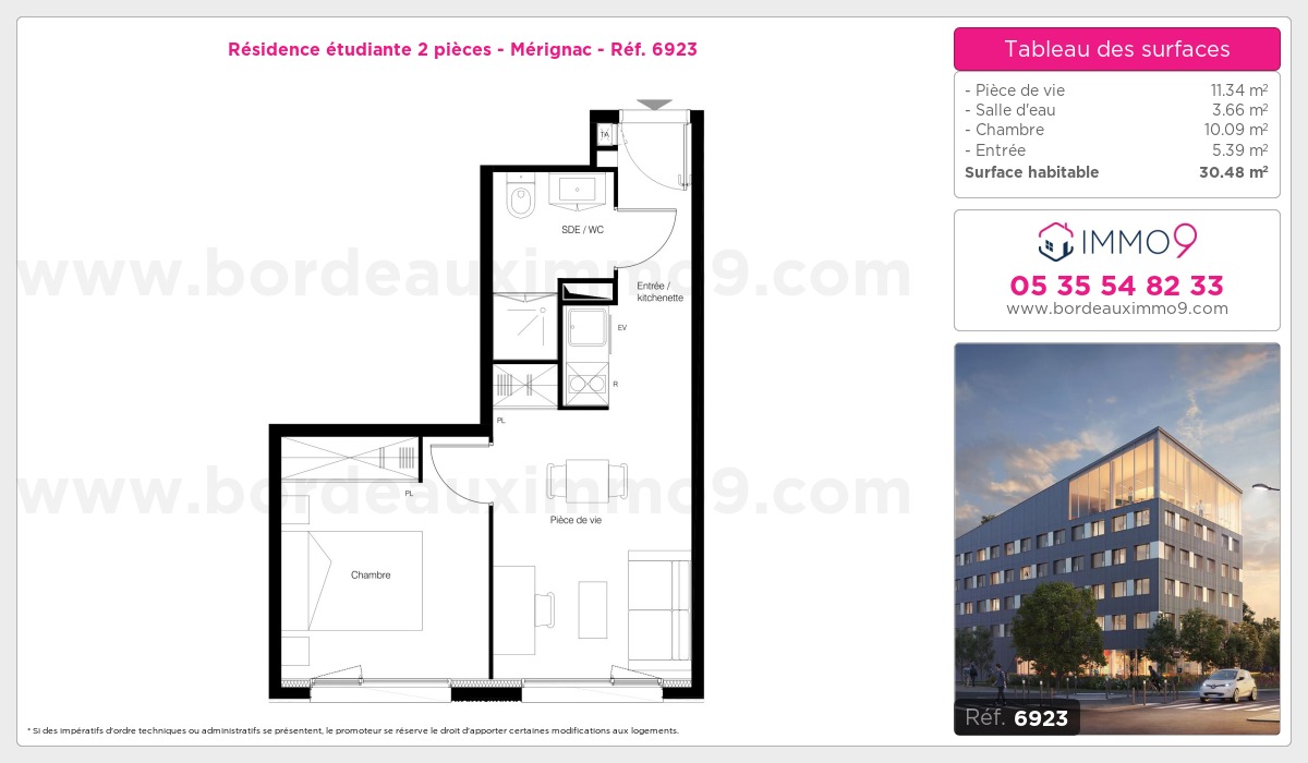 Plan et surfaces, Programme neuf Mérignac Référence n° 6923