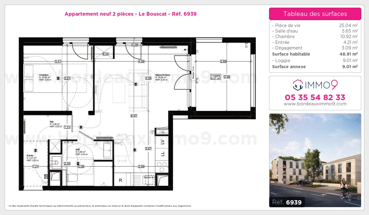 Plan et surfaces, Programme neuf Bouscat Référence n° 6939