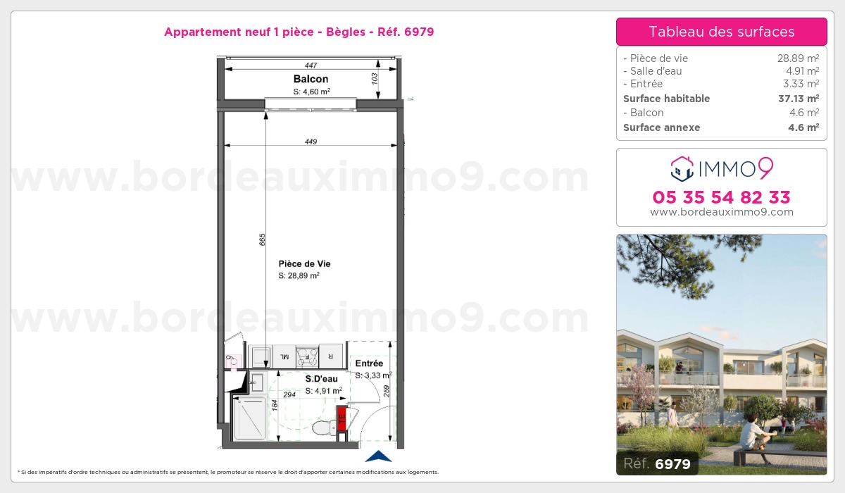 Plan et surfaces, Programme neuf Bègles Référence n° 6979