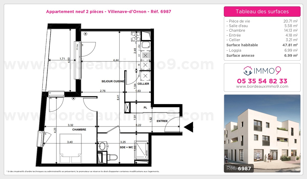 Plan et surfaces, Programme neuf Villenave-d'Ornon Référence n° 6987