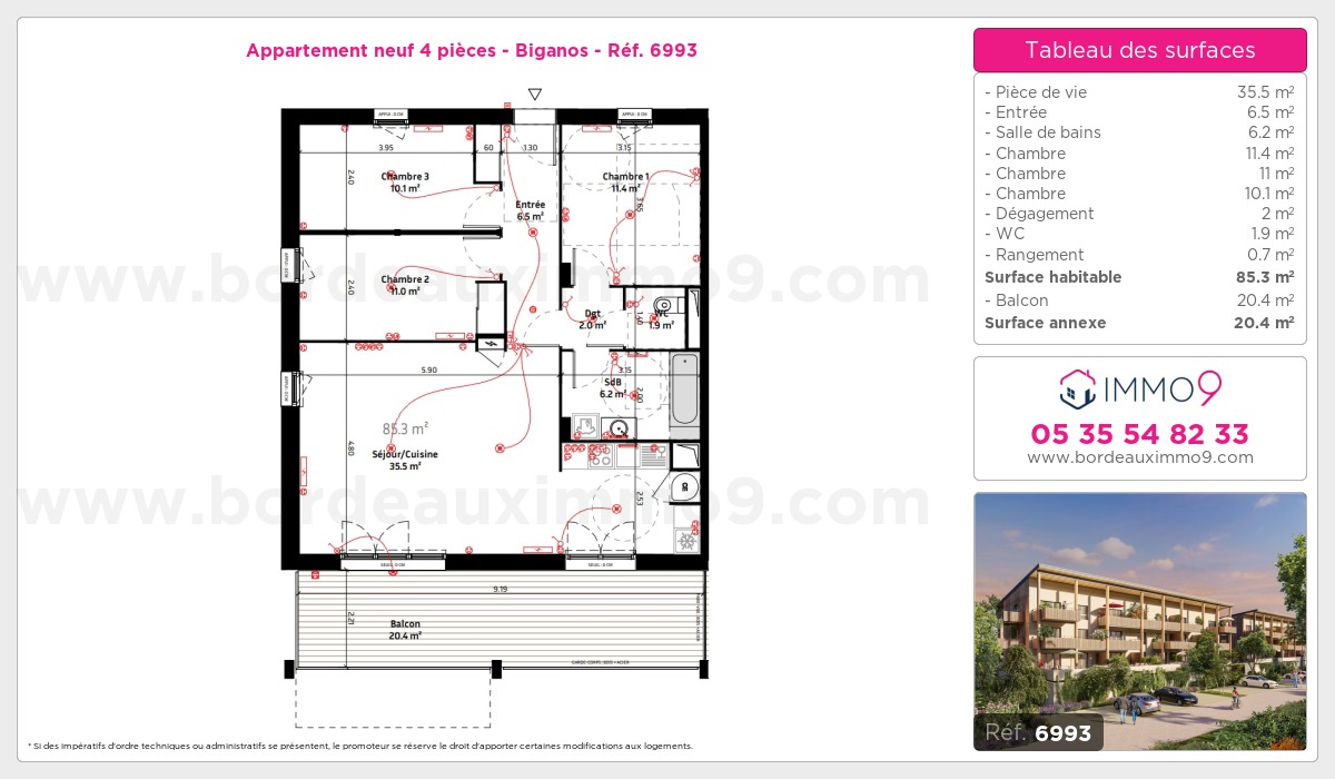 Plan et surfaces, Programme neuf Biganos Référence n° 6993